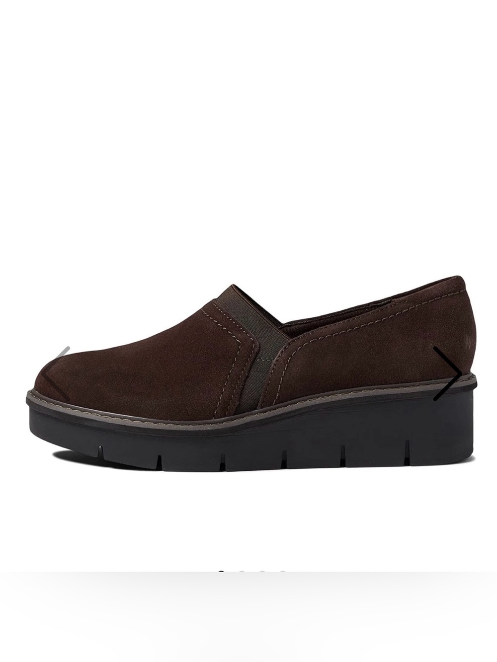 New Clarks Airabell genuine suede platform wedge slip on shoes size 8.5